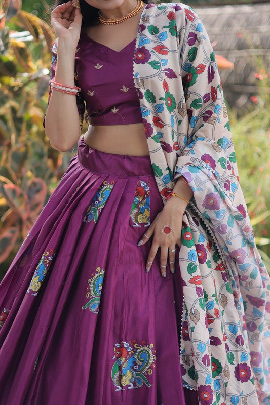 Aastha Fashion Women's Purple Dolla Silk Dolla Silk With Rich Designer Print Lehenga Choli - Distacart