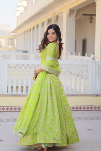 Thumbnail for Pramukh Fab Pista Embroidered Sequins Work Lehenga Choli