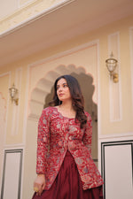 Thumbnail for Prazu Fashion Maroon Vichitra Silk Lehenga With Blouse