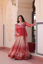 Thumbnail for Prazu Fashion Gajri Chiffon With Beads Embroidered Work Lehenga