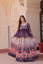 Thumbnail for Prazu Fashion Purple Chiffon With Beads Embroidered Work Lehenga