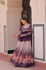 Thumbnail for Prazu Fashion Purple Chiffon With Beads Embroidered Work Lehenga