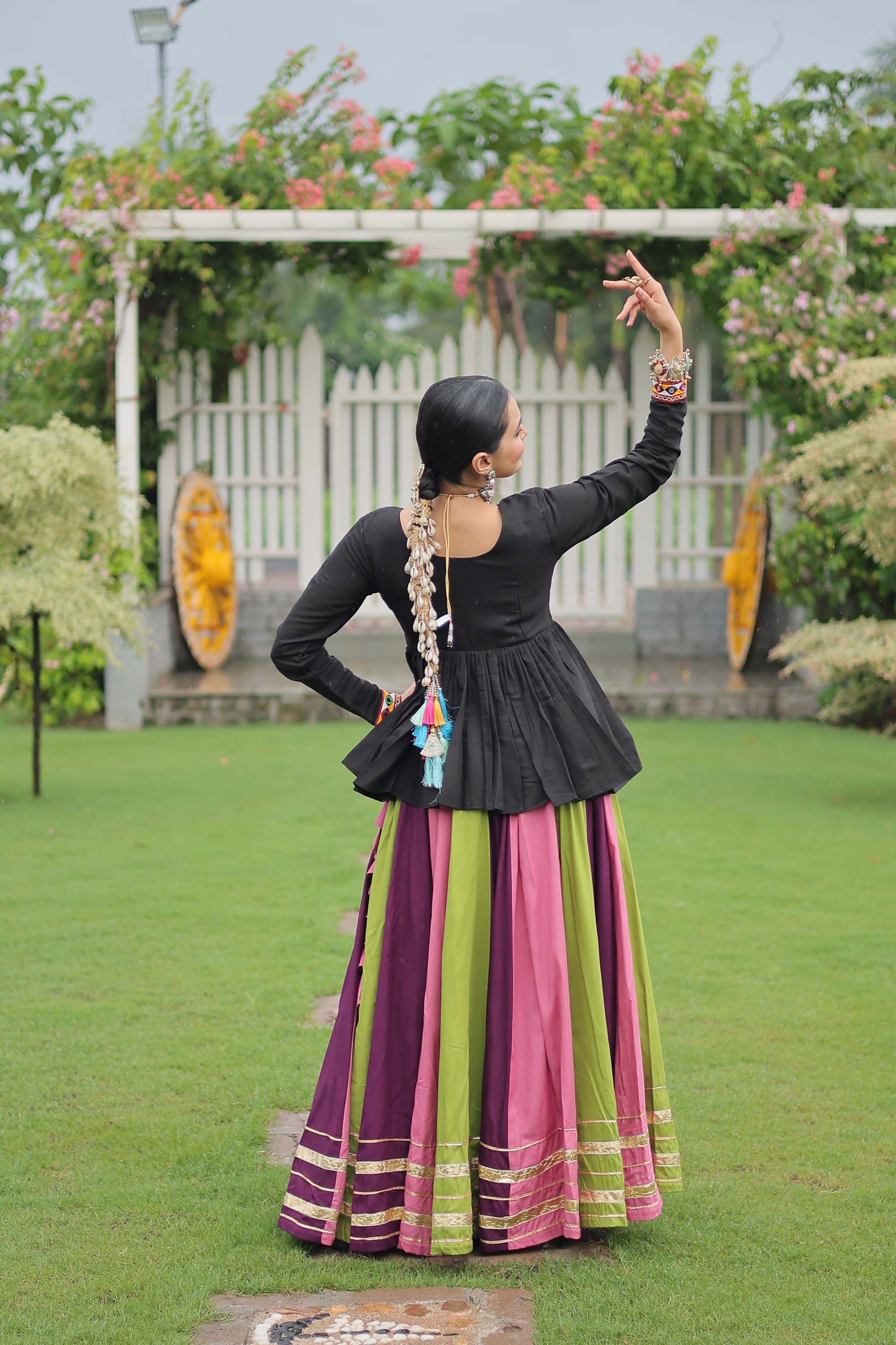 Lorenvalley Fashion Multicolor Rayon with Attractive Gota-Patti Lace Lehenga Choli