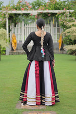 Thumbnail for Prazu Fashion Black Reyon Attractive Gota-Patti Lace Lehenga With Top For Navaratri