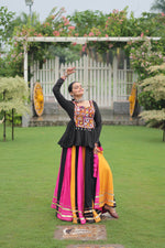 Thumbnail for Prazu Fashion Black Reyon Attractive Gota-Patti Lace Lehenga With Top For Navaratri