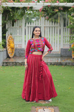 Thumbnail for Lorenvalley Fashion Maroon Roman Silk with Attractive Gota-Patti Lace Lehenga Choli