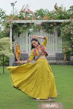 Thumbnail for Lorenvalley Fashion Parotgreen Roman Silk with Attractive Gota-Patti Lace Lehenga Choli