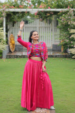 Thumbnail for Lorenvalley Fashion Pink Roman Silk with Attractive Gota-Patti Lace Lehenga Choli