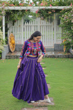 Thumbnail for Lorenvalley Fashion Purple Roman Silk with Attractive Gota-Patti Lace Lehenga Choli