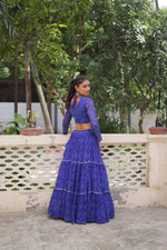 Thumbnail for Lorenvalley Fashion Blue Faux Georgette Bandhej Print with Gotta Patti Lace Work Lehenga Choli