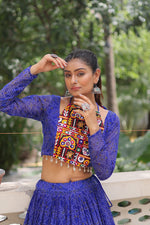 Thumbnail for Lorenvalley Fashion Blue Faux Georgette Bandhej Print with Gotta Patti Lace Work Lehenga Choli