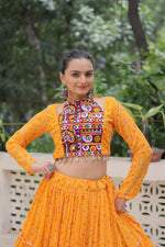 Thumbnail for Prazu Fashion Yellow Georgette Bandhej Print With Gotta Patti Lehenga For Navratri