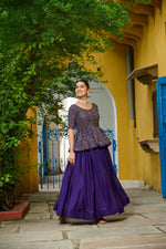 Thumbnail for Lorenvalley Fashion Purple Fendy Silk Plain Lehenga with Embroidered work Choli