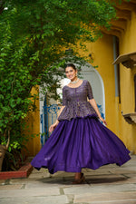 Thumbnail for Lorenvalley Fashion Purple Fendy Silk Plain Lehenga with Embroidered work Choli