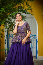 Thumbnail for Lorenvalley Fashion Purple Fendy Silk Plain Lehenga with Embroidered work Choli