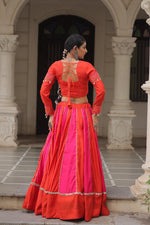 Thumbnail for Prazu Fashion Red Roman With Gamthi Thread Embroidered Work Lehenga For Navratri