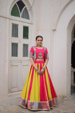 Thumbnail for Prazu Fashion Pink Roman With Attractive Maslin Crochet Print Lehenga For Navratri