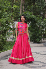 Thumbnail for Lorenvalley Fashion Pink Roman Silk with Attractive Gota-Patti Lace Lehenga Choli