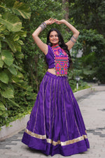 Thumbnail for Lorenvalley Fashion Purple Roman Silk with Attractive Gota-Patti Lace Lehenga Choli