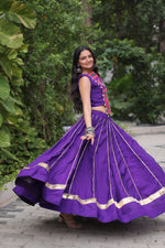 Thumbnail for Lorenvalley Fashion Purple Roman Silk with Attractive Gota-Patti Lace Lehenga Choli