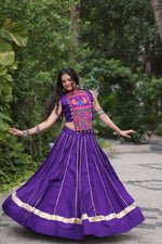 Thumbnail for Lorenvalley Fashion Purple Roman Silk with Attractive Gota-Patti Lace Lehenga Choli