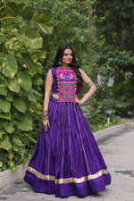 Thumbnail for Lorenvalley Fashion Purple Roman Silk with Attractive Gota-Patti Lace Lehenga Choli