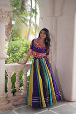 Thumbnail for Prazu Fashion Violet Roman With Gamthi Embroidered Lehenga For Navratri