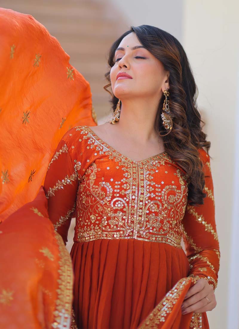 Prazu Fashion Fenta Silk Embroidered Gown With Dupatta