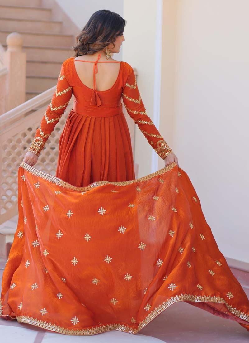 Prazu Fashion Fenta Silk Embroidered Gown With Dupatta