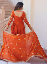 Thumbnail for Prazu Fashion Fenta Silk Embroidered Gown With Dupatta