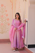 Thumbnail for Prazu Fashion Pink Organza Embroidered Gown With Dupatta