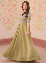 Thumbnail for Prazu Fashion Mahendi Silk Beads Embroidered Gown