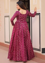 Thumbnail for Prazu Fashion Wine Silk Position Print Jacquard Weaving Gown