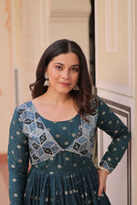 Thumbnail for Prazu Fashion Rama Position Print Choli With Staple Jequard Weaving Work Gown