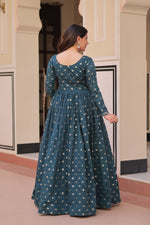 Thumbnail for Prazu Fashion Rama Position Print Choli With Staple Jequard Weaving Work Gown