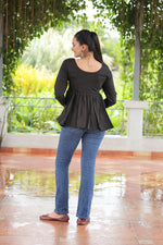 Thumbnail for Prazu Fashion Black Roman Silk With Kutchi Gamthi Work Navaratri Top