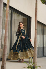 Thumbnail for Prazu Fashion Rama Georgette Rich Zari & Sequins Embroidered Gown