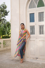 Thumbnail for Prazu Fashion Multi Georgette Kutchi Gamthi Mirror Codi Work Kurti For Navratri