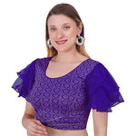 Thumbnail for Vamika Hosiery Navy Blue Butterfly Frill Sleeves Blouse - Distacart
