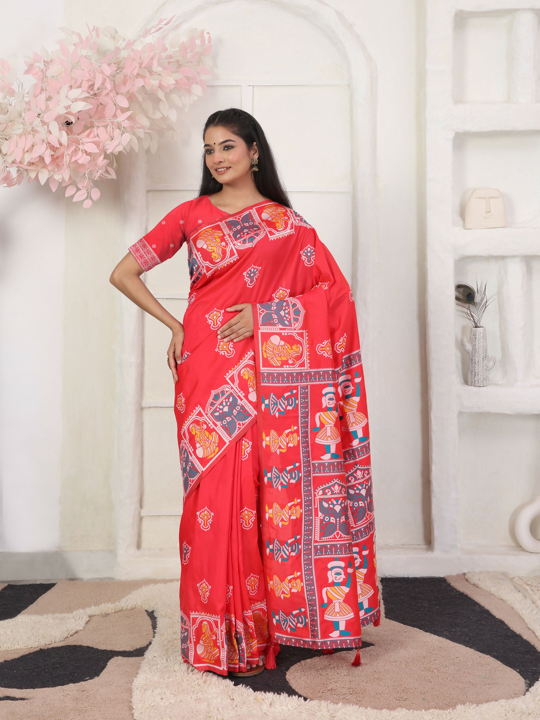 Astita Silk Blend Red Saree