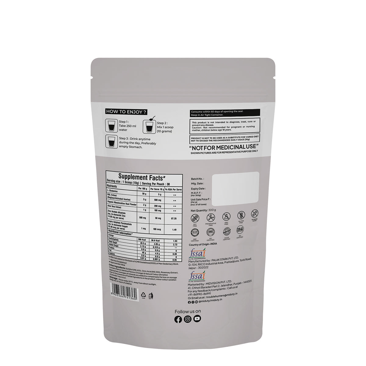 Miduty by Palak Notes Leaky Gut Powder - Distacart