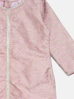 Thumbnail for Ahalyaa Pink Poly Silk Straight Kids Kurta Palazzo Set For Girls - Distacart