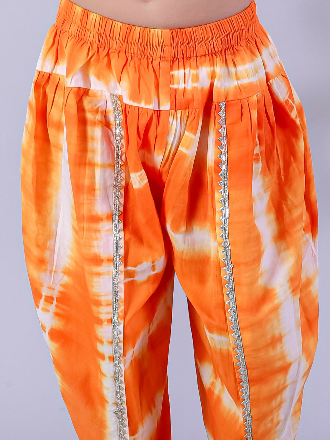Lil Drama Janmashtami White Girls Cotton Kurta and Orange Dhoti Ethnic Set - Distacart