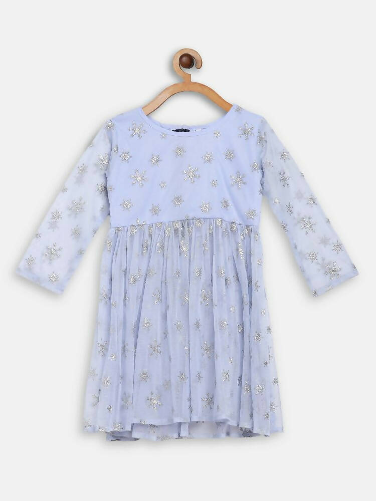 Ahalyaa Blue Net Kids Kurta Palazzo Sets For Girls - Distacart