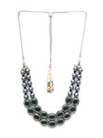 Thumbnail for Green Stone Kundan Neckpiece with Grey Stones (Grey) - Ruby Raang - Distacart