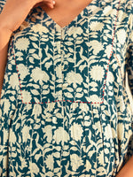 Thumbnail for Janasya Teal Blue Cotton Floral Printed Casual Maternity Set - Distacart
