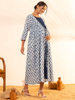 Thumbnail for Janasya White Cotton Floral A-Line Dress