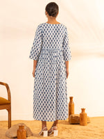 Thumbnail for Janasya White Cotton Floral A-Line Dress