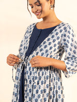 Thumbnail for Janasya White Cotton Floral A-Line Dress