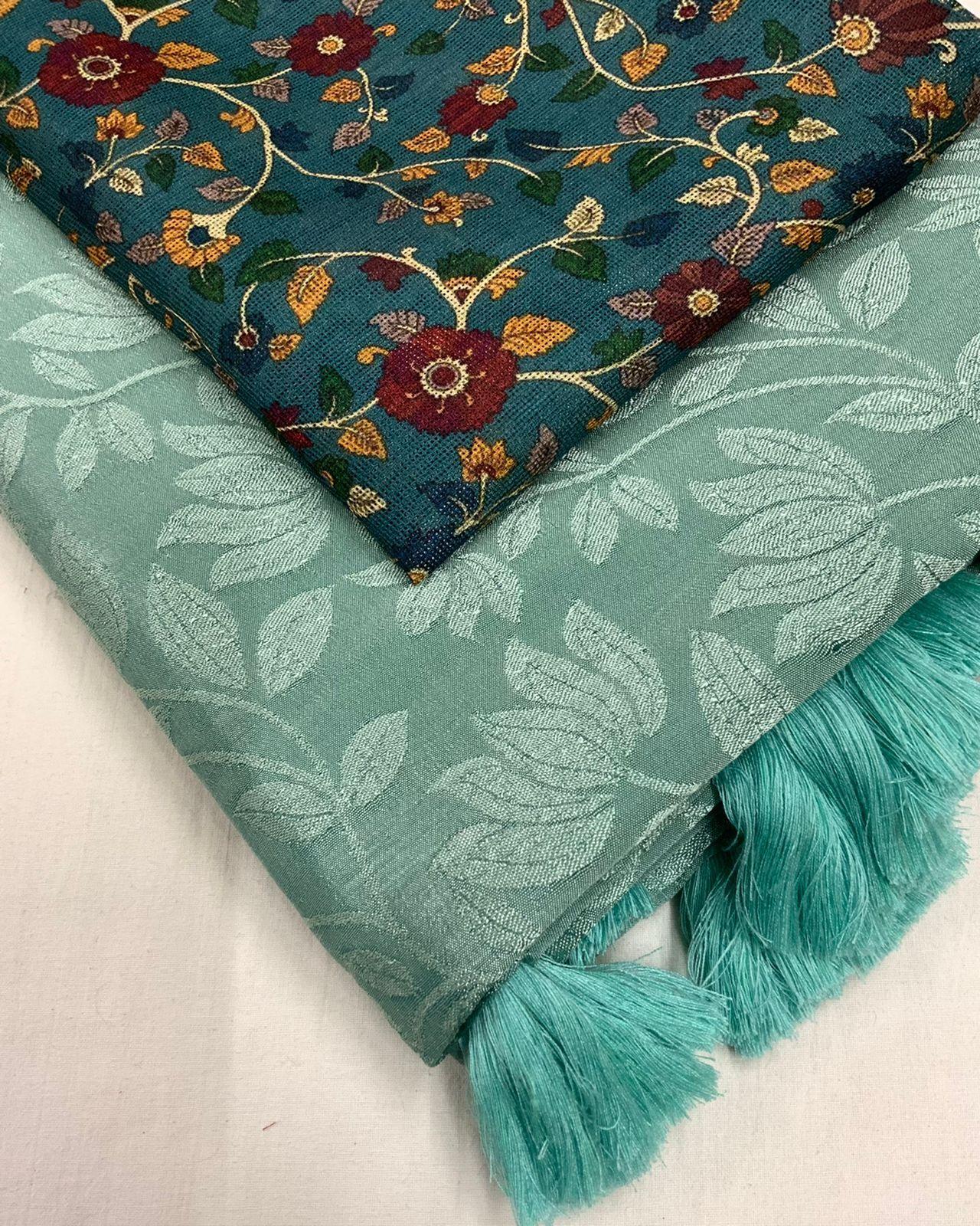 Rama Jute Silk Woven Design Saree with Unstitched Blouse - A2M